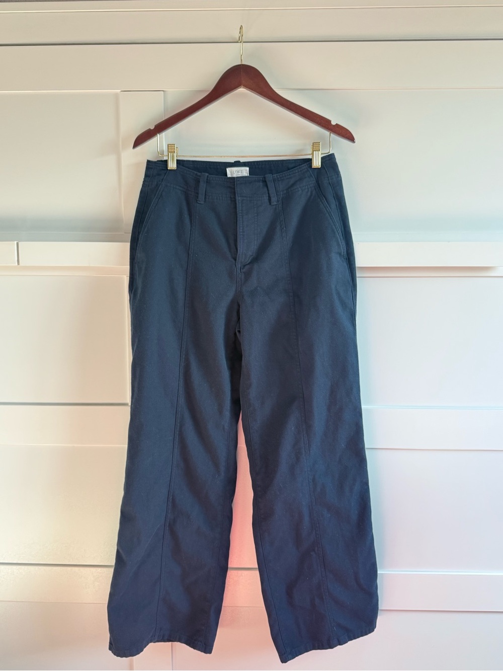 LOFT Navy Wide-Leg Trousers